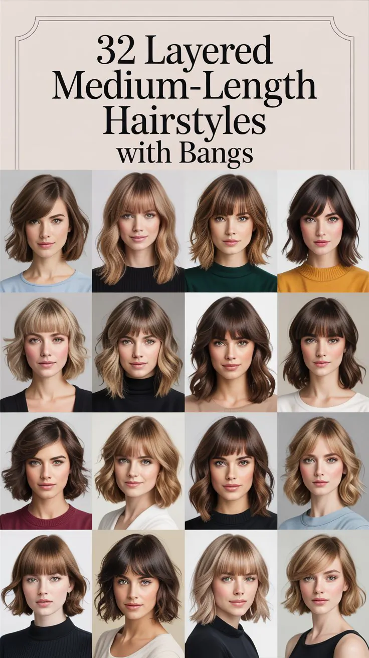 32 Layered Medium-Length Hairstyles with Bangs