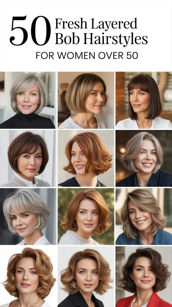 50 Fresh Layered Bob Hairstyles for Women Over 50