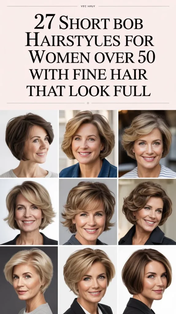 27 Short Bob Hairstyles for Women Over 50 with Fine Hair That Look Full