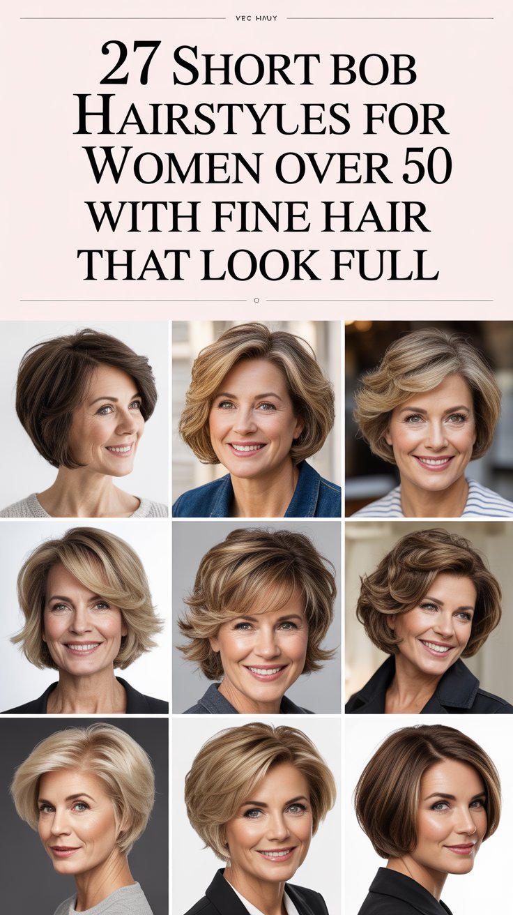 27 Short Bob Hairstyles for Women Over 50 with Fine Hair That Look Full