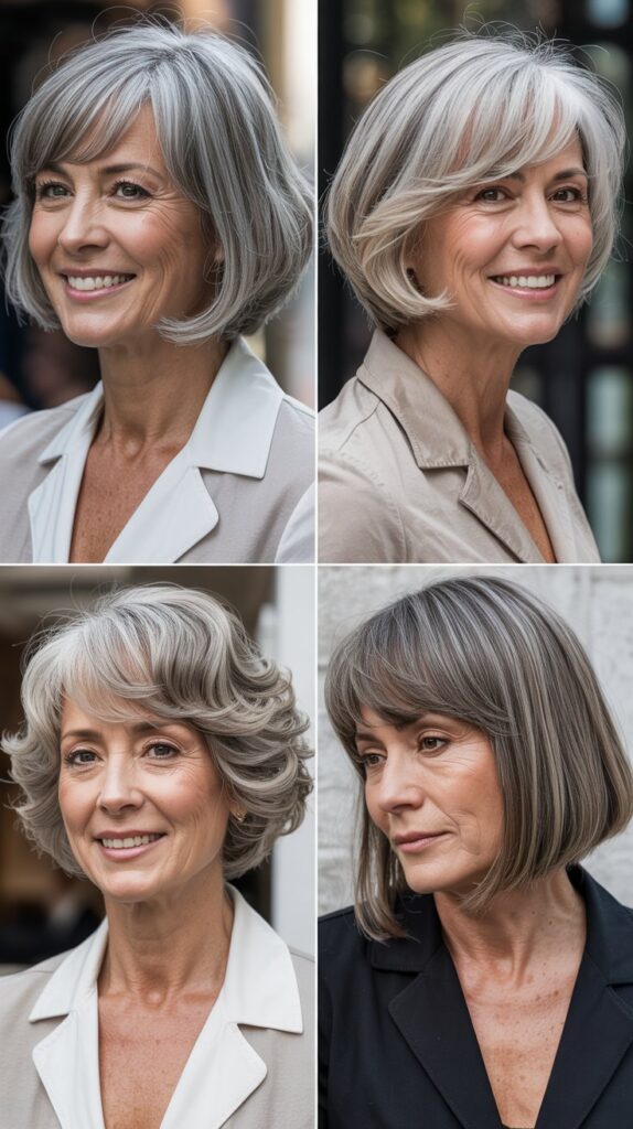 42 Soft and Elegant Bob Styles for Fine, Thin Hair After 50 21 Bob with Wispy Bangs