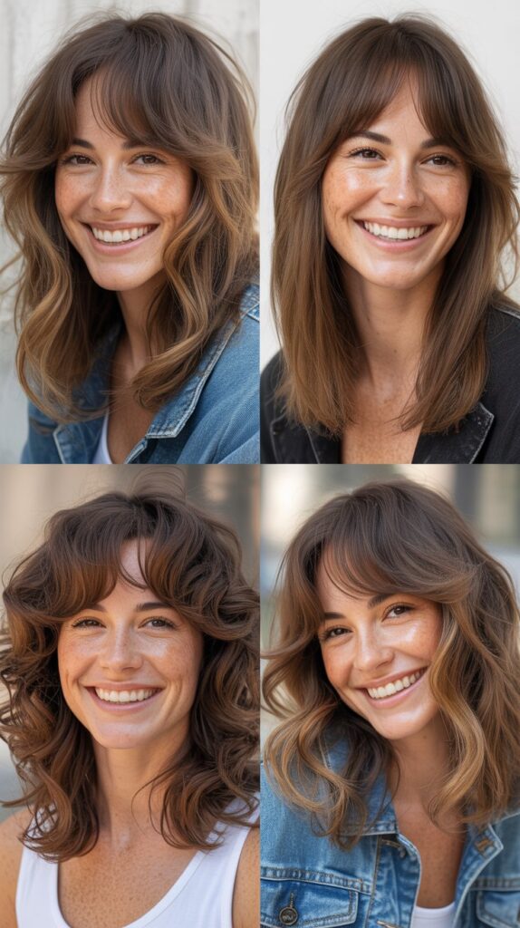 Relaxed Layers with Grown-In Curtain Bangs