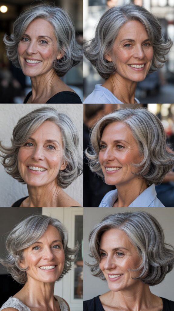 26 Perfect Hairstyles for Women Over 60 with Fine Medium Hair for Maximum Lift 14 The Choppy Midi with Bangs