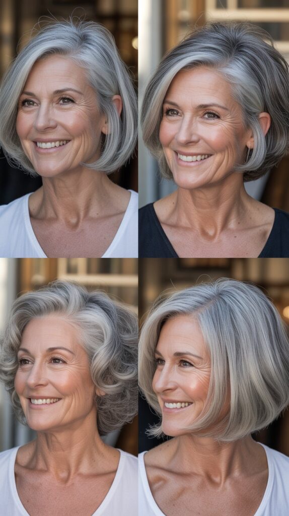 30 Youthful Medium-Length Hairstyles for Women Over 70 You'll Want to Copy 4 The Angled Bob with Volume at the Crown