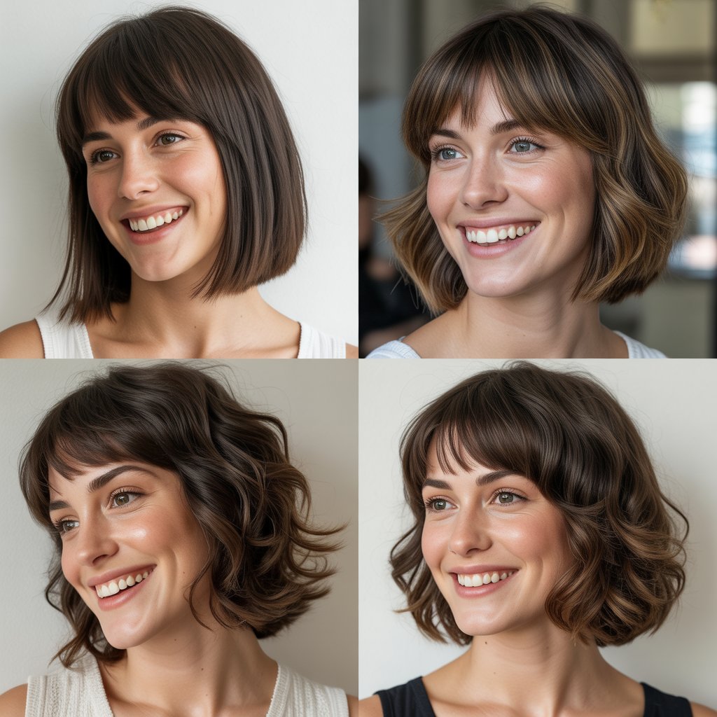 Layered Bob with Baby Bangs on Side
