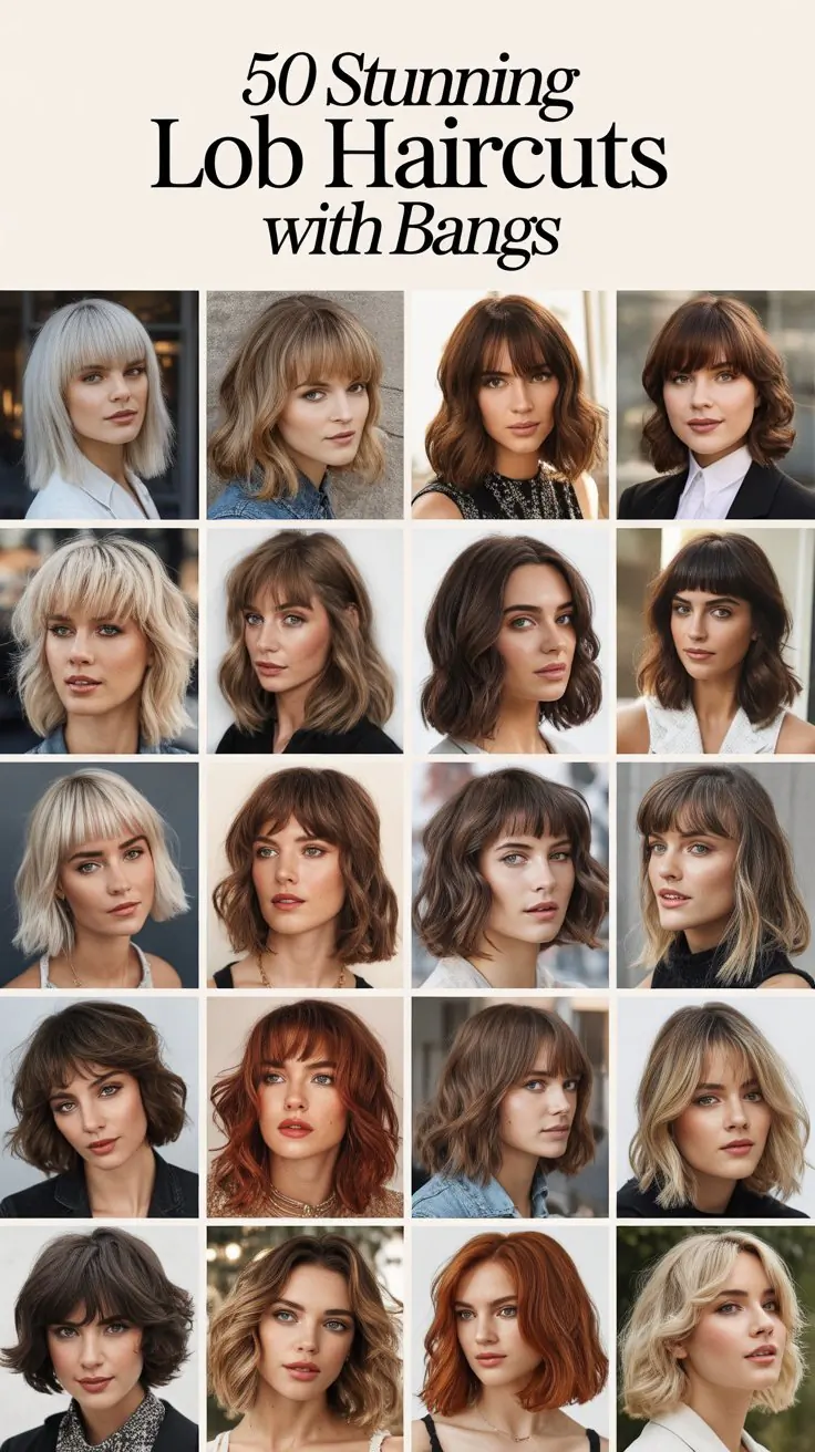 50 Stunning Lob Haircuts with Bangs