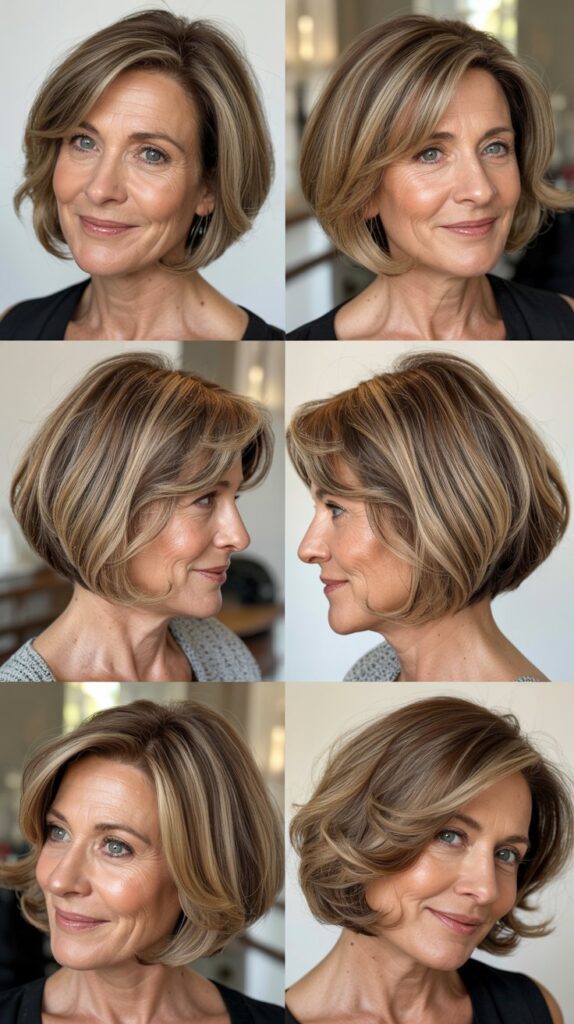 42 Soft and Elegant Bob Styles for Fine, Thin Hair After 50 27 Bob with Subtle Highlights