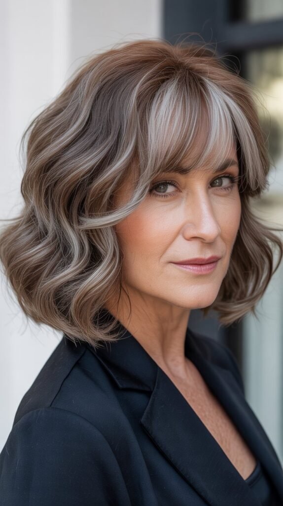 Wavy Bob with Curtain Bangs