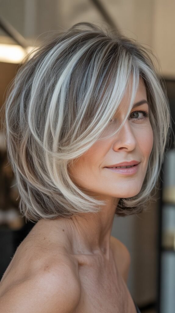 Choppy Bob with Platinum Highlights