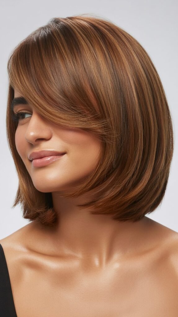 Razored Ends Bob with Side Swept Fringe