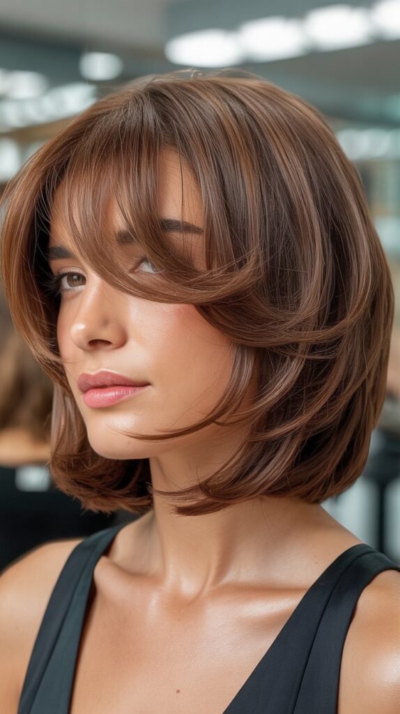Piece-y Textured Bob with Angled Fringe