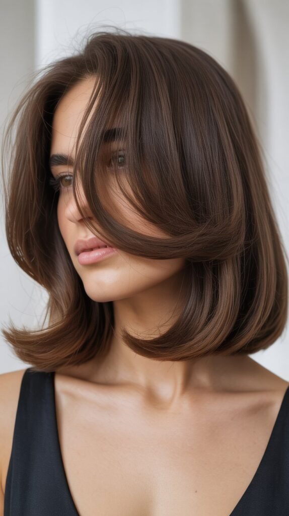 Side-Swept Long Bob with Deep Part