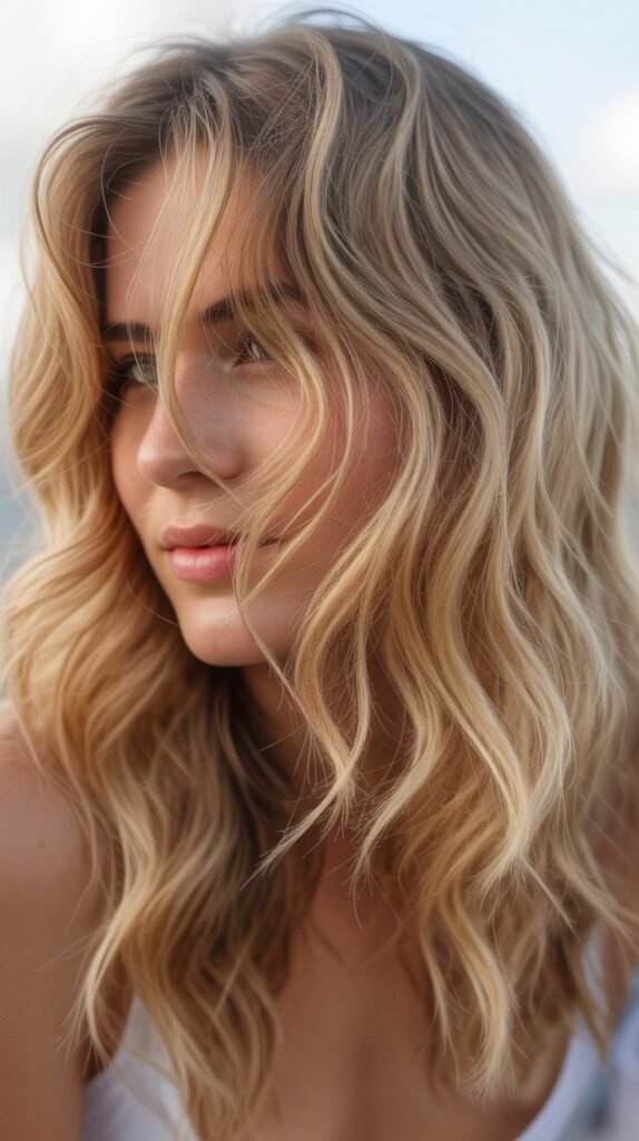 Beachy Waves with Wispy Bangs
