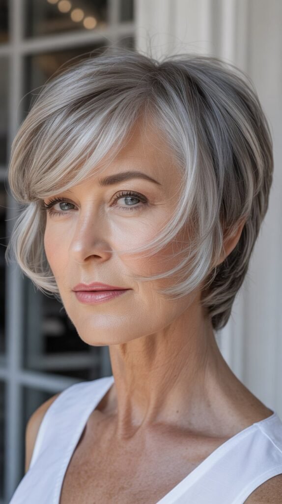 Side-Swept Bangs with Short Cut