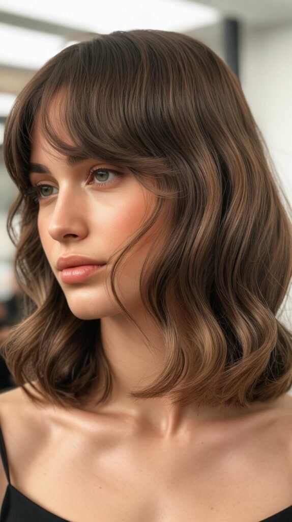Wavy Lob with Baby Bangs