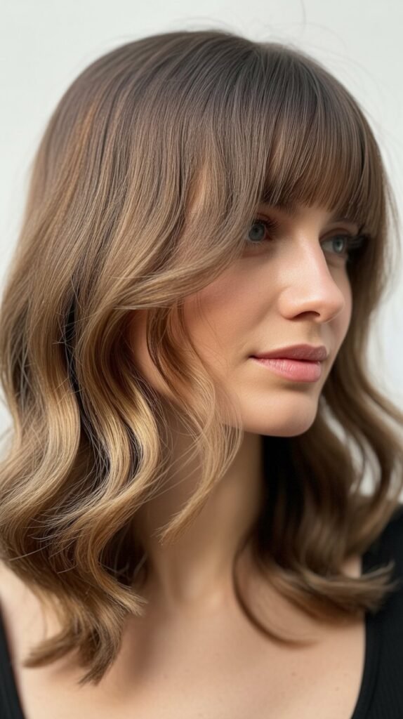 Angled Bangs With Side-Swept Waves
