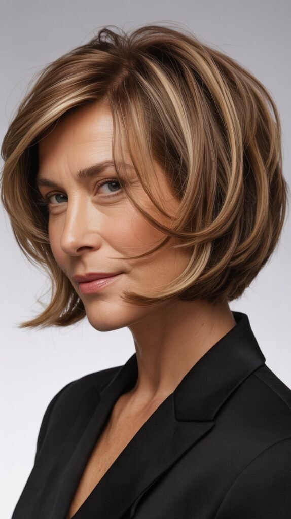 Textured Bob with Ribbon Highlights
