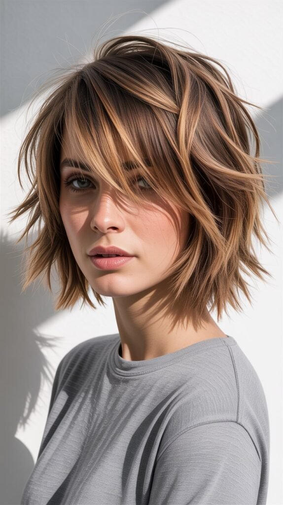 Asymmetrical Shag with Side Bangs