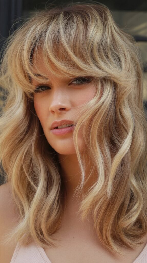 Piece-y Bangs with Blonde Beachy Waves