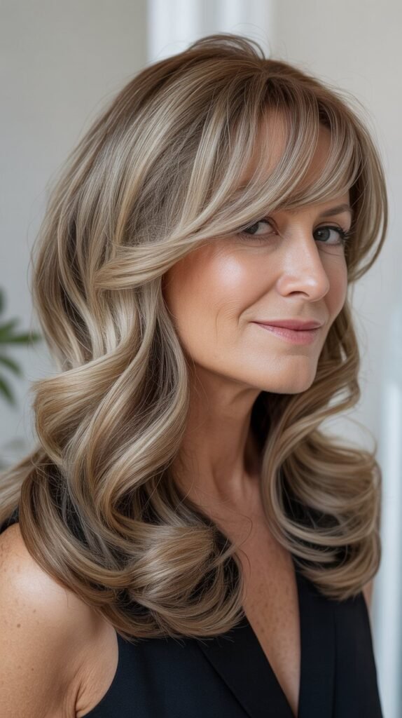 Long Hair with Side Swept Bangs