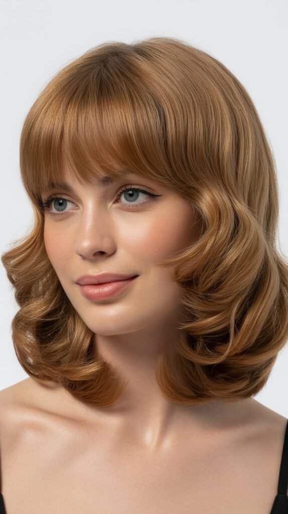Retro-Inspired Flip with Curtain Bangs