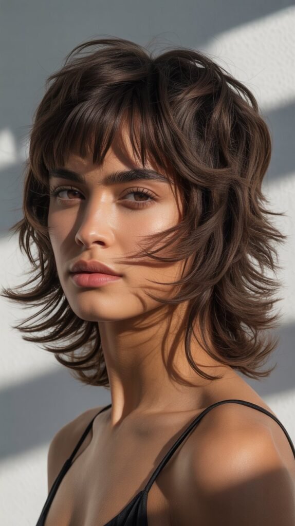 Shaggy Midi with Micro Bangs for Bold Personalities