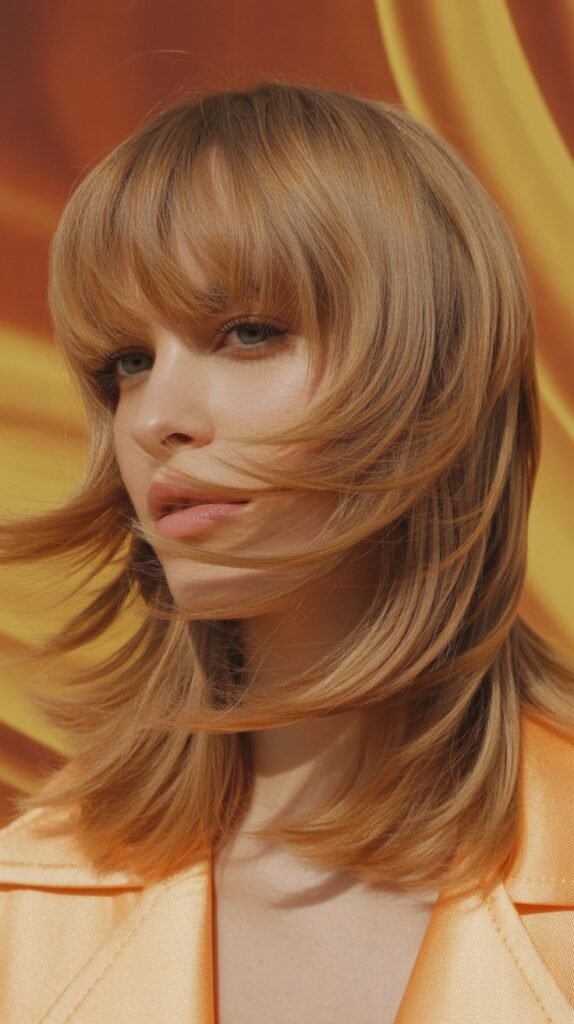 Retro Shag with 70s-Inspired Bangs