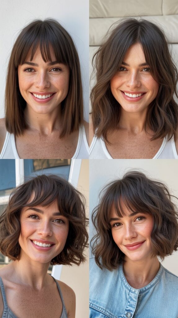 Graduated Lob with Piecey Bangs