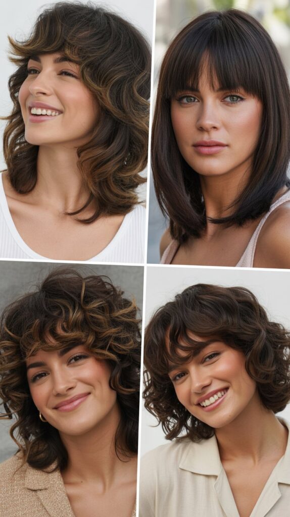 Dramatic Layers With Curtain Bangs For Thick Hair