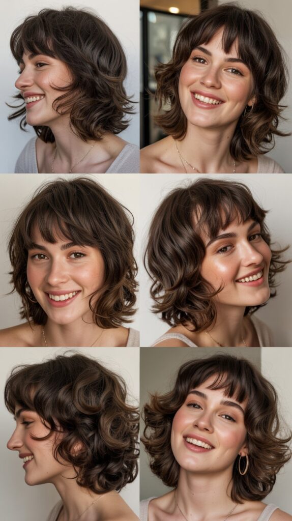 Choppy Midi Shag with Blunt Bangs