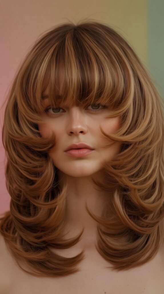 Retro Shag With Full Fringe Bangs