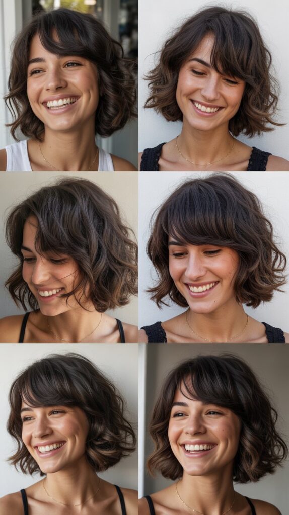 25 Stylish Mid-Length Hairstyles with Layers and Bangs That Look Expensive 13 Tousled Lob with Side Bangs
