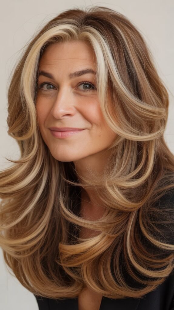  Long Hair with Ribbon Highlights