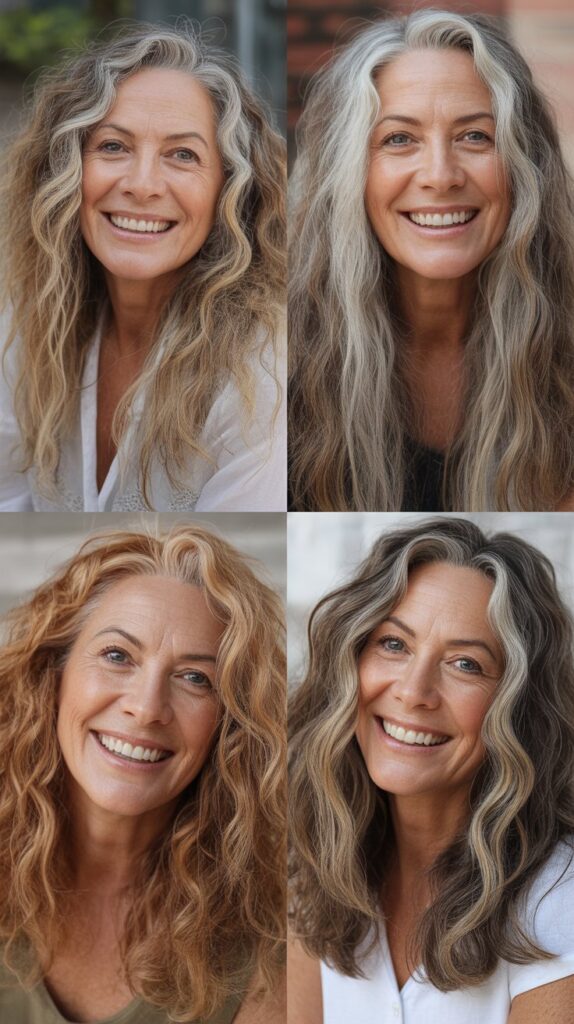 36 Youthful Sassy Long Hairstyles for Older Women That Still Feel Fresh 19 Long Hair with Chunky Highlights