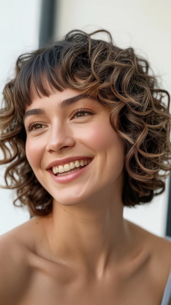 Curly Bob with Side Bangs