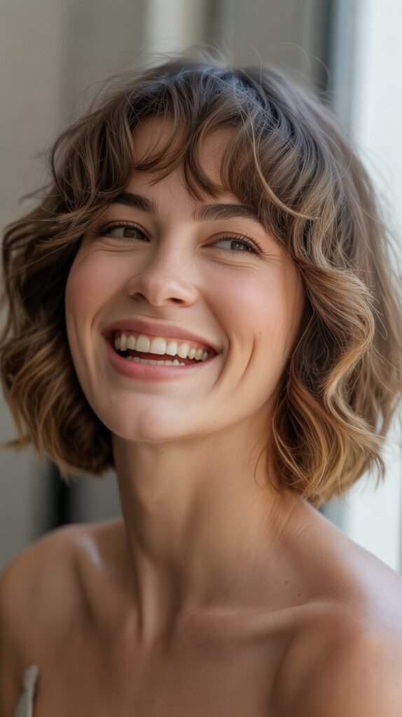 Wavy Bob with Wispy Bangs
