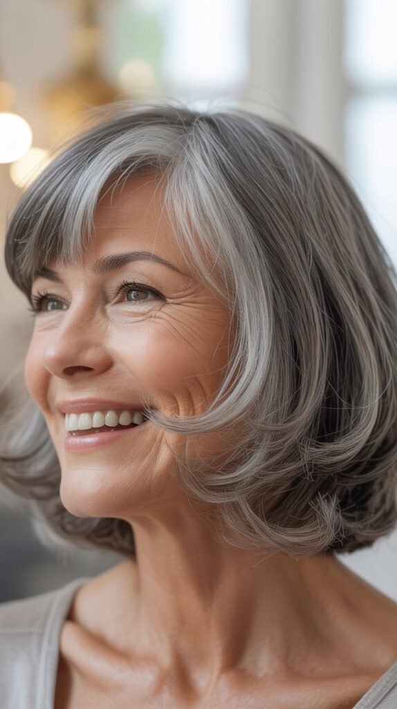  French Bob with Gray Highlights