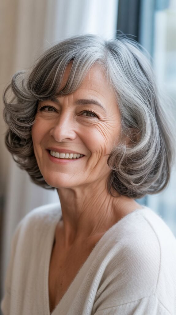 Rounded Bob with Inward Curl