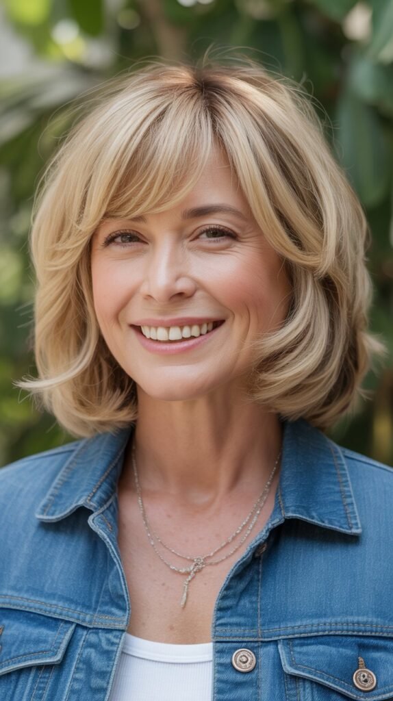  Layered Shoulder-Length Cut with Bangs