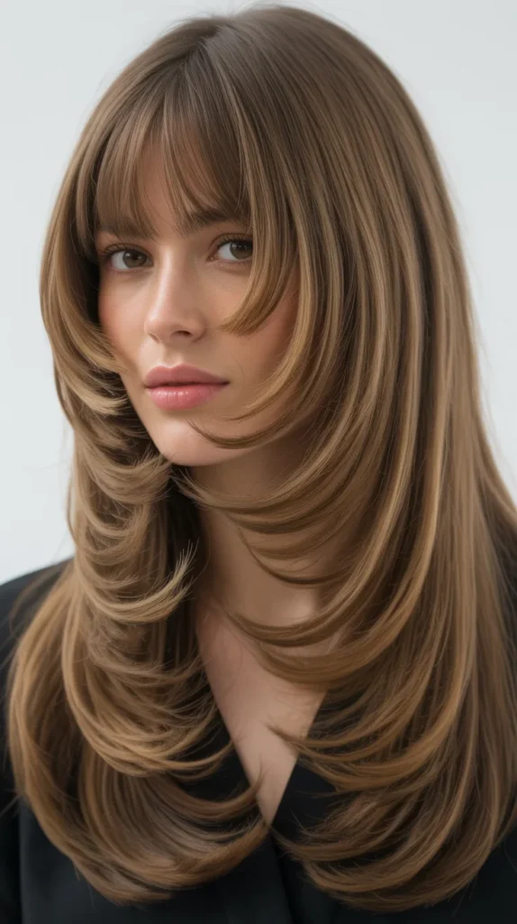 Graduated Layers With Curved Curtain Bangs