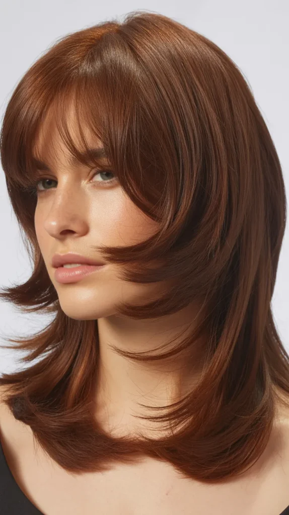  Long Layers with Baby Curtain Bangs