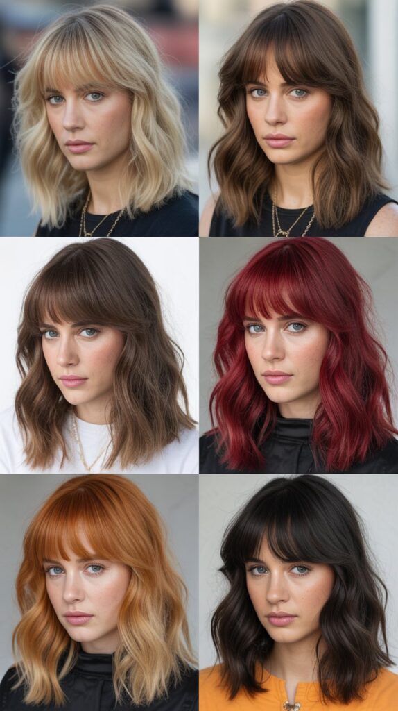 Wispy Bangs for Different Hair Colors