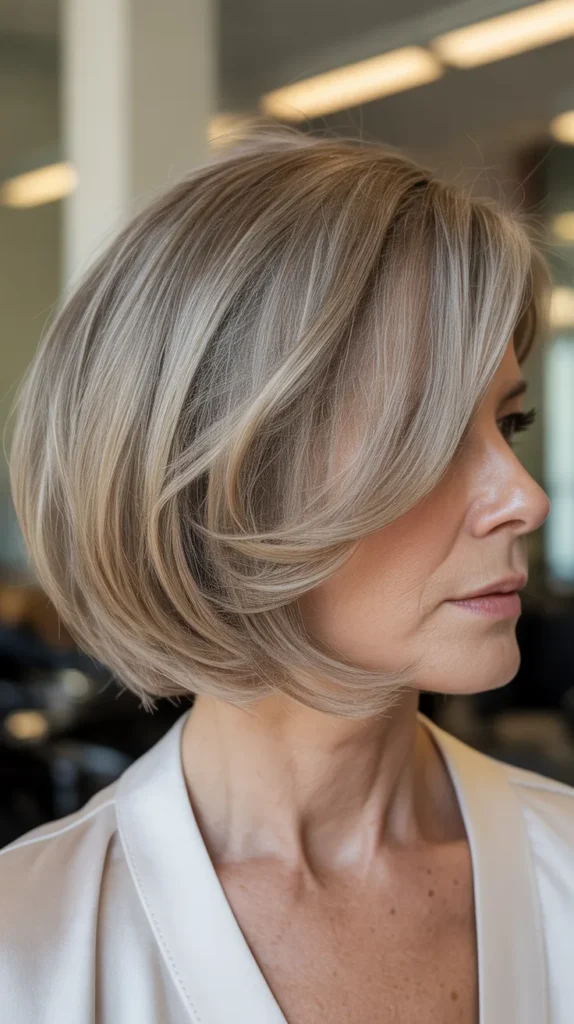 Asymmetrical Bob with Soft Side-Swept Layers