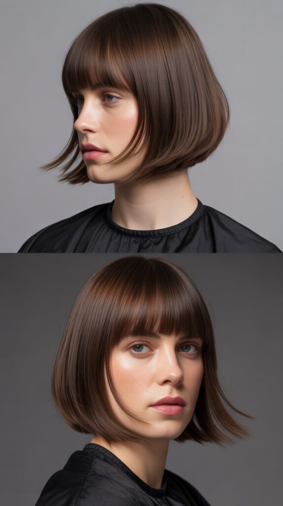 Asymmetrical Bangs with Medium Angled Bob