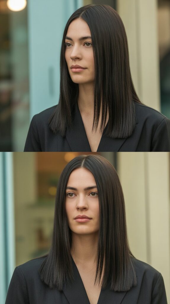 Center-Parted Straight Hair