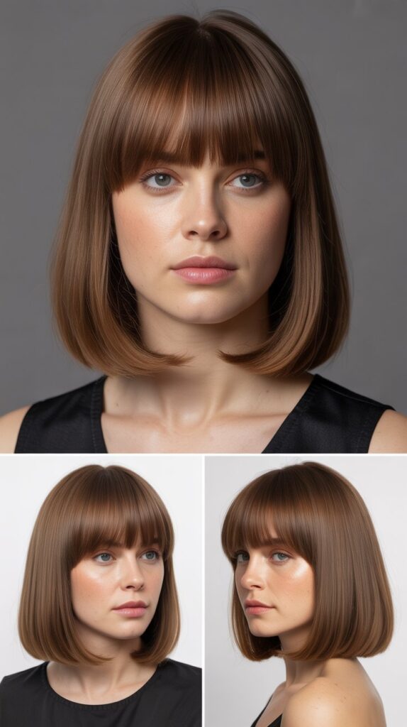 Blunt Bangs with Straight Medium Bob