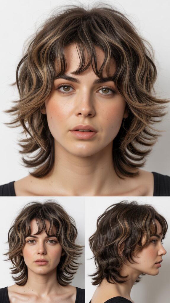 Choppy Layered Shag With Blunt Bangs