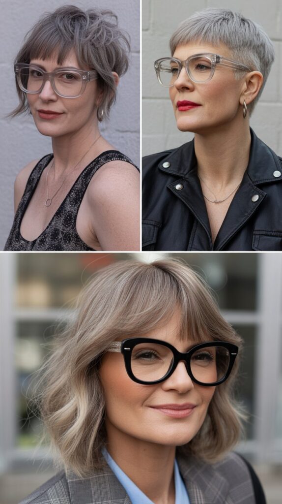 37 Best Bangs for Women Over 50 Who Wear Eyeglasses 28 Disconnected Bangs