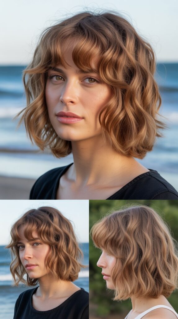 Wavy Layers With Beachy Bangs
