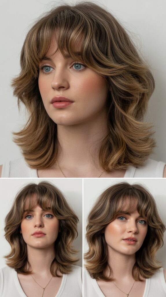 Medium Hair with Curtain Bangs for Fine Hair
